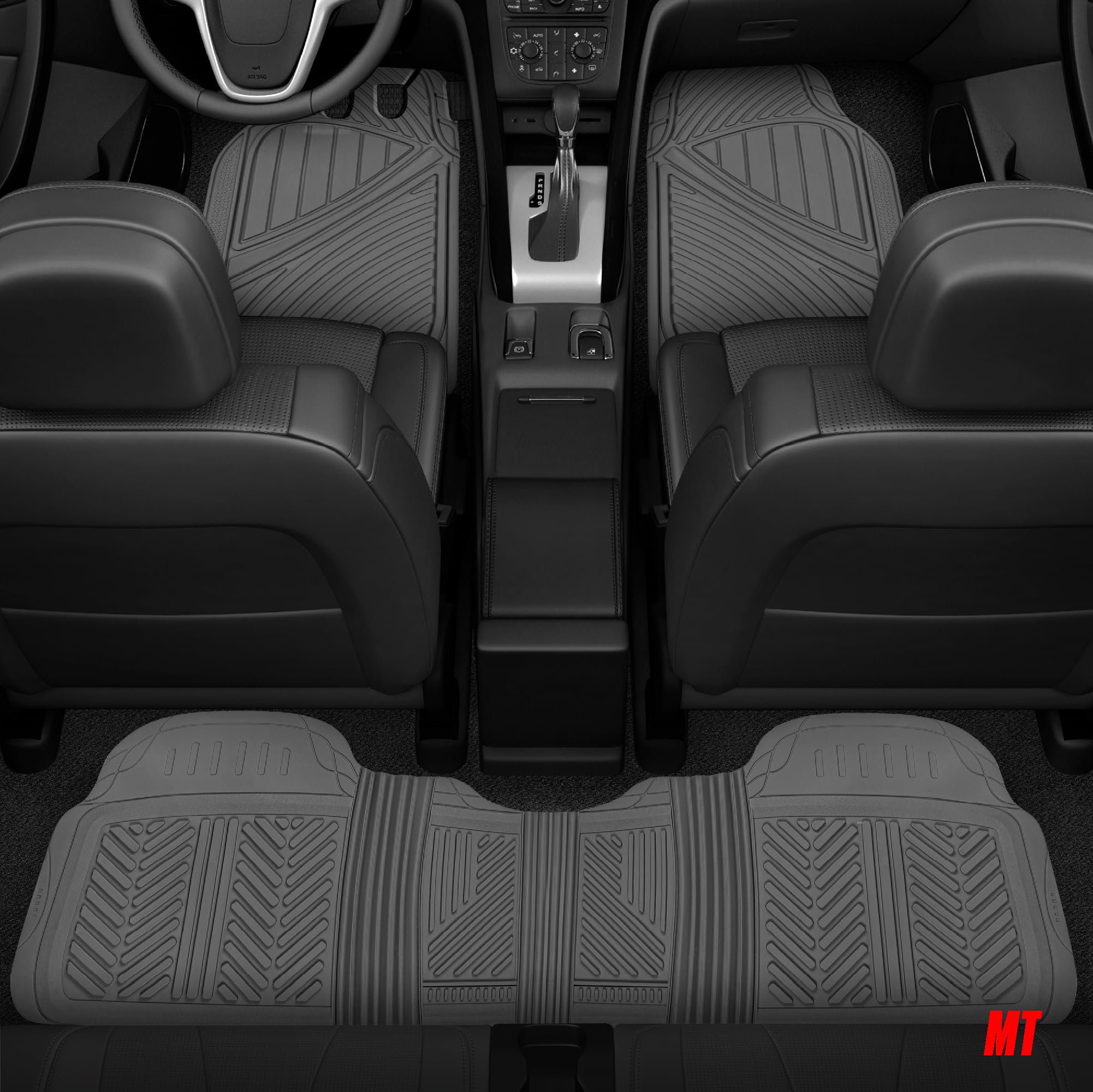 Motor Trend FlexTough Performance gumowe dywaniki samochodowe na każdą pogodę z wkładką cargo – pełny zestaw przednich i tylnych, bezwonnych mat podłogowych do samochodów ciężarowych, SUV-ów, bez BPA,