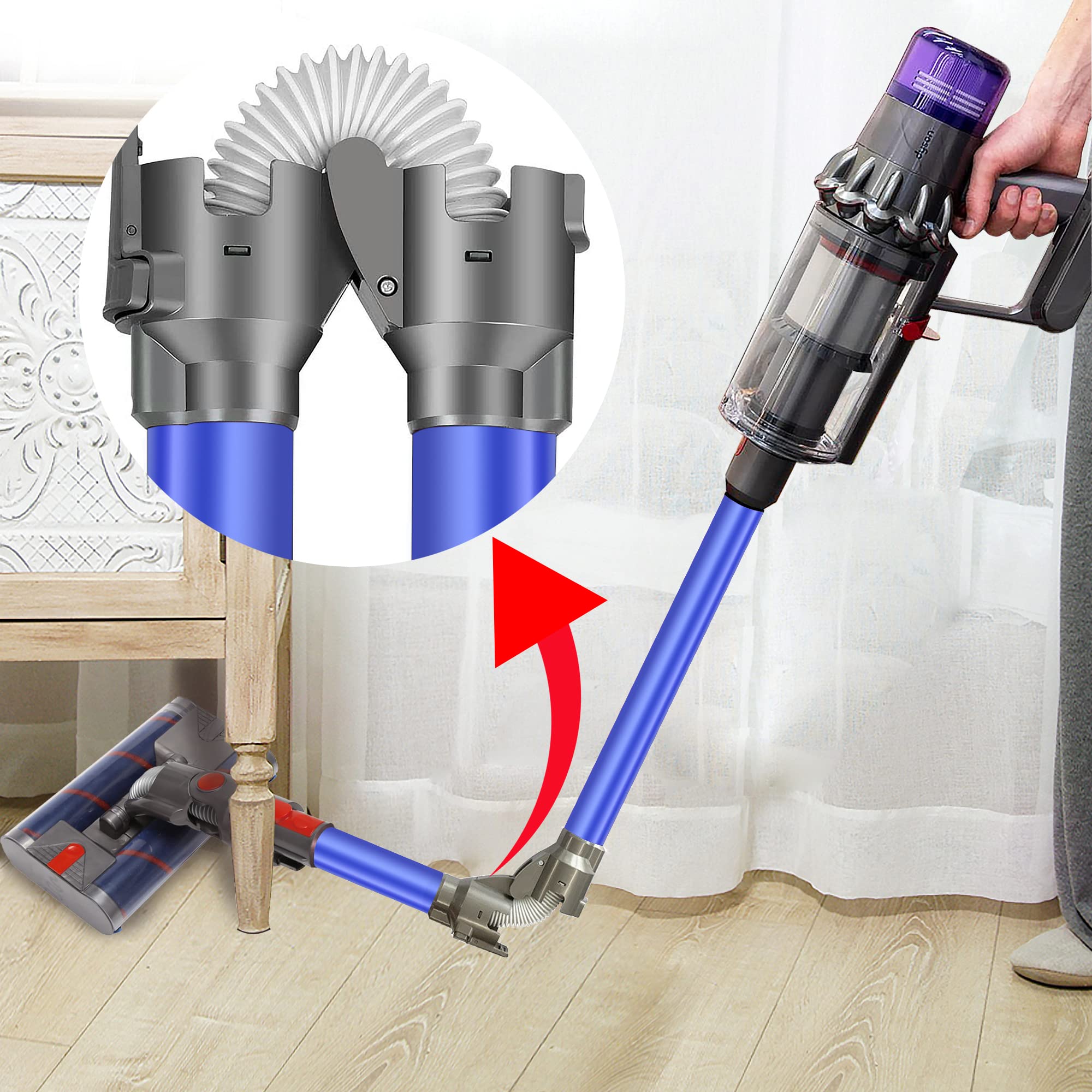 Dyson V8-V15 Teleskopowa rura teleskopowa Italdos ze składanym drążkiem, szybka rura aluminiowa do mebli, stołów, łóżka, sofy - niebieska
