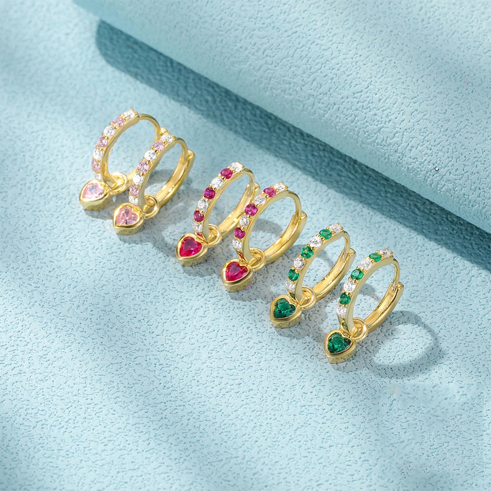 Orecchini Argento 925 Donna Zircone Intarsiato Oro Orecchini Cerchio Piccoli