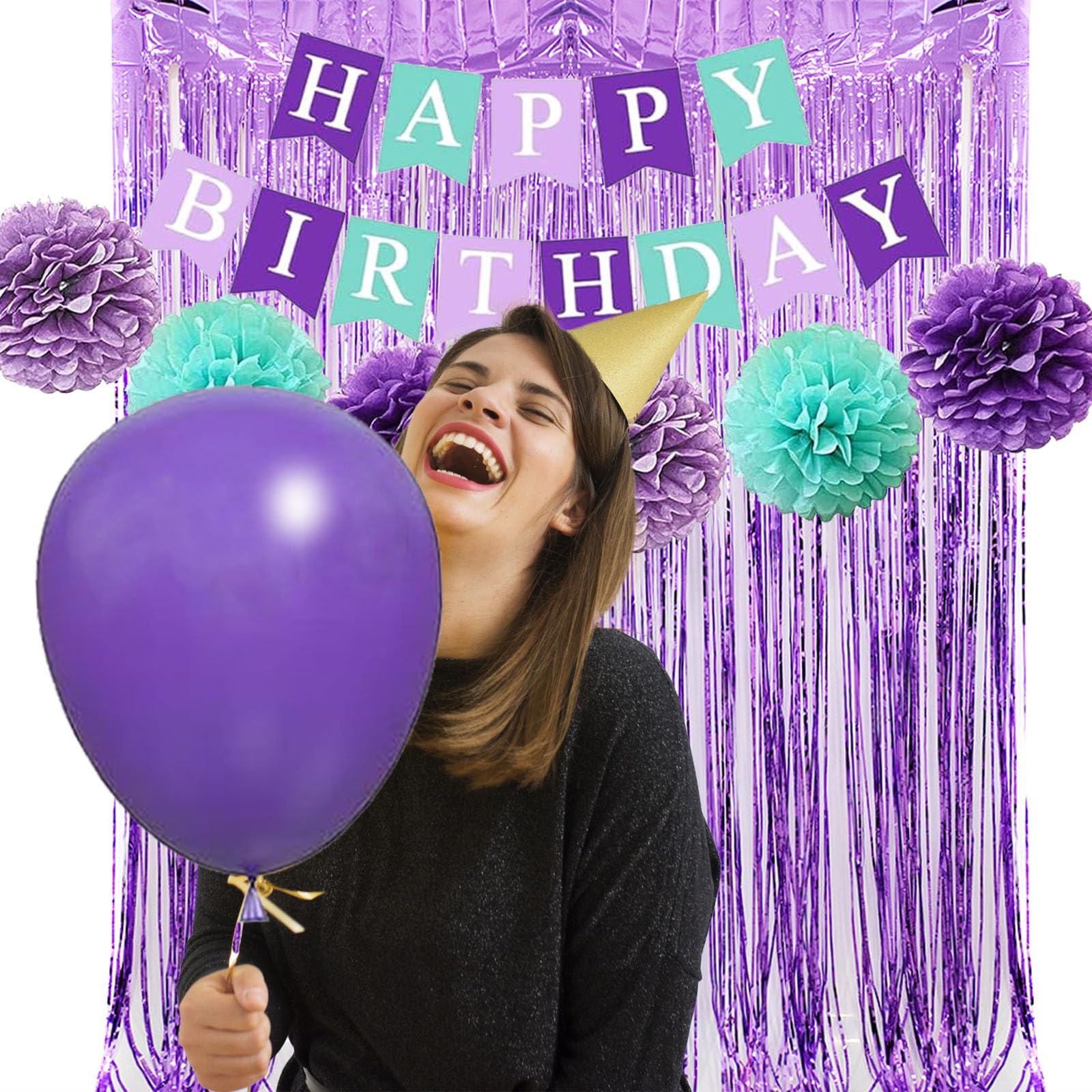 Ohaoduo Palloncini e Decorazioni per Compleanno 12 Anni Ragazza - Set Festa Viola con Decorazione Torta