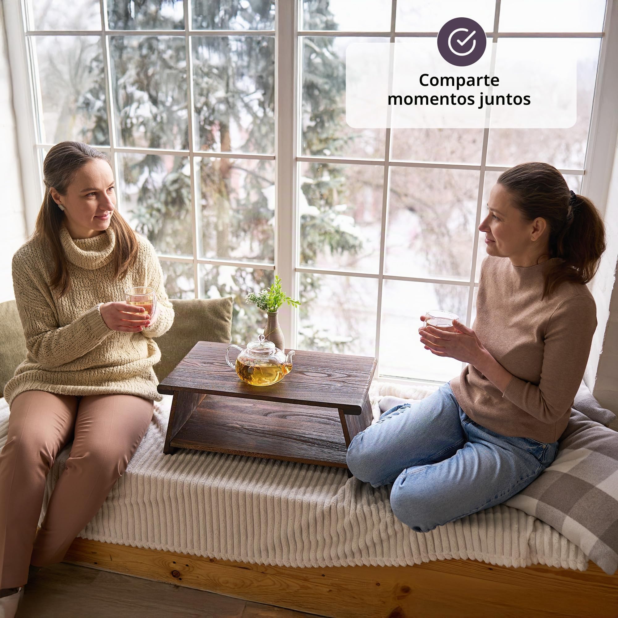 ODOXIA Mesa de Suelo para Rituales de Té | Mesa de Altar para Meditación y Mindfulness | Mesa Japonesa de Suelo Estilo Chabudai | para Sentarse en el Suelo | Madera Estable Plegable | Journaling