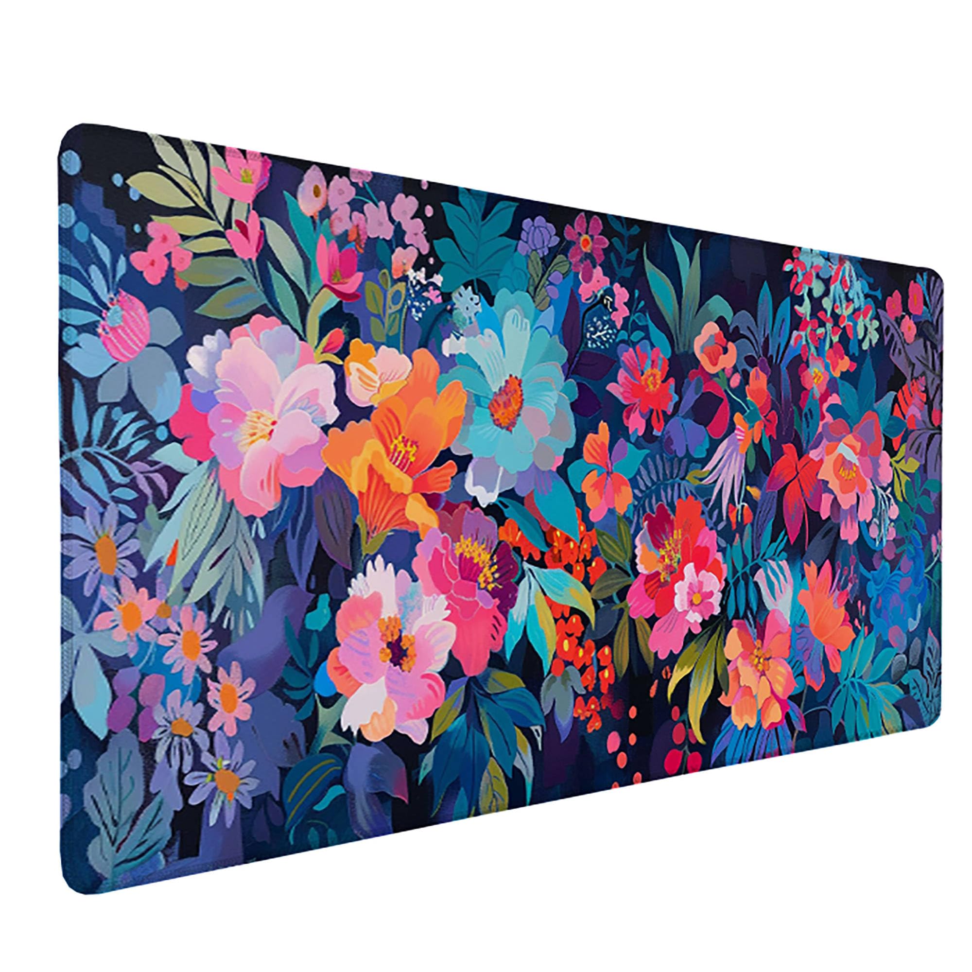 Kolorowa podkładka pod mysz XXL, podkładka na biurko, 1200 x 600 cm, szyte krawędzie, podkładka pod mysz, gumowa podstawa, kwiaty, podkładka pod mysz, stabilna przyczepność na gładkich powierzchniach,