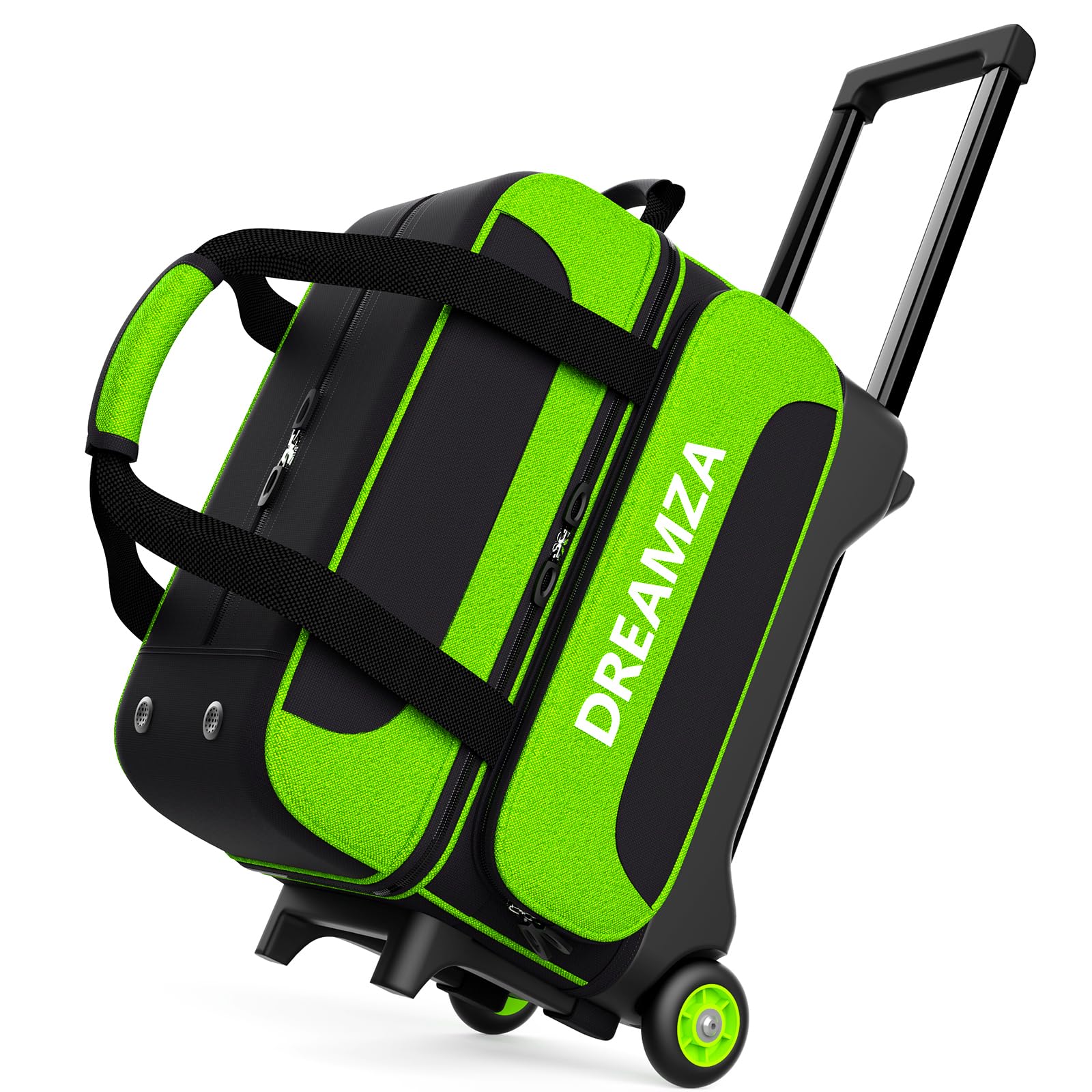 2 Ball Roller Bowling Bag with Wheels &amp; Separate Shoes Pocket