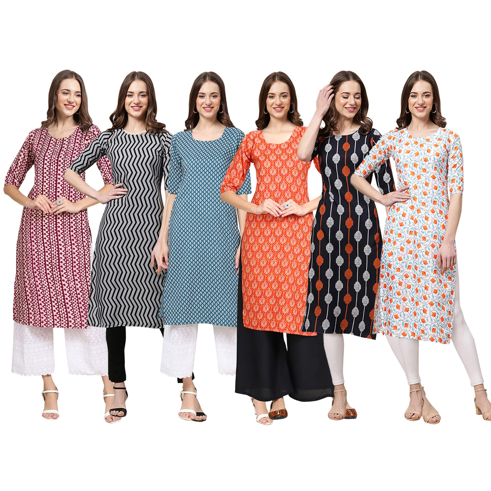 Pinkmint Women's Crepe Digital Print Straight Kurta (M-347-336-351-354-330-334-Xxl)