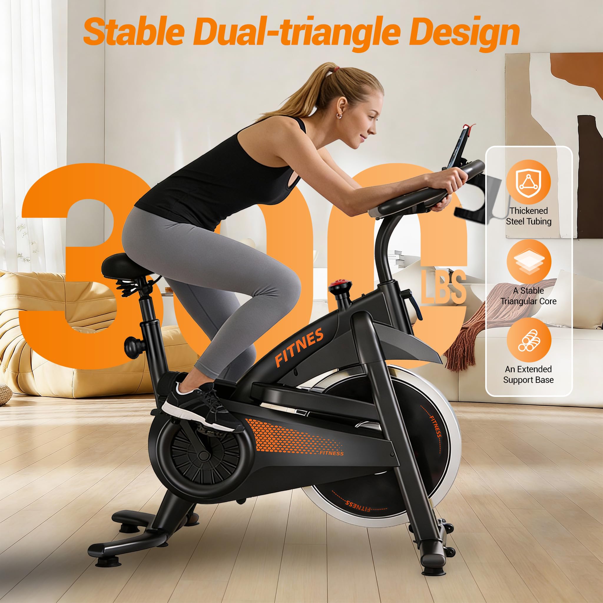 CURSOR FITNESS Inteligentny Rower Treningowy Spinningowy, Cichy Rower Fitnessowy z Bluetooth i APP Kinomap/Zwift/Z Sport, Wyświetlacz LCD z Pomiarem Tętna, Regulowany Opór 0-100%, Nośność 136KG