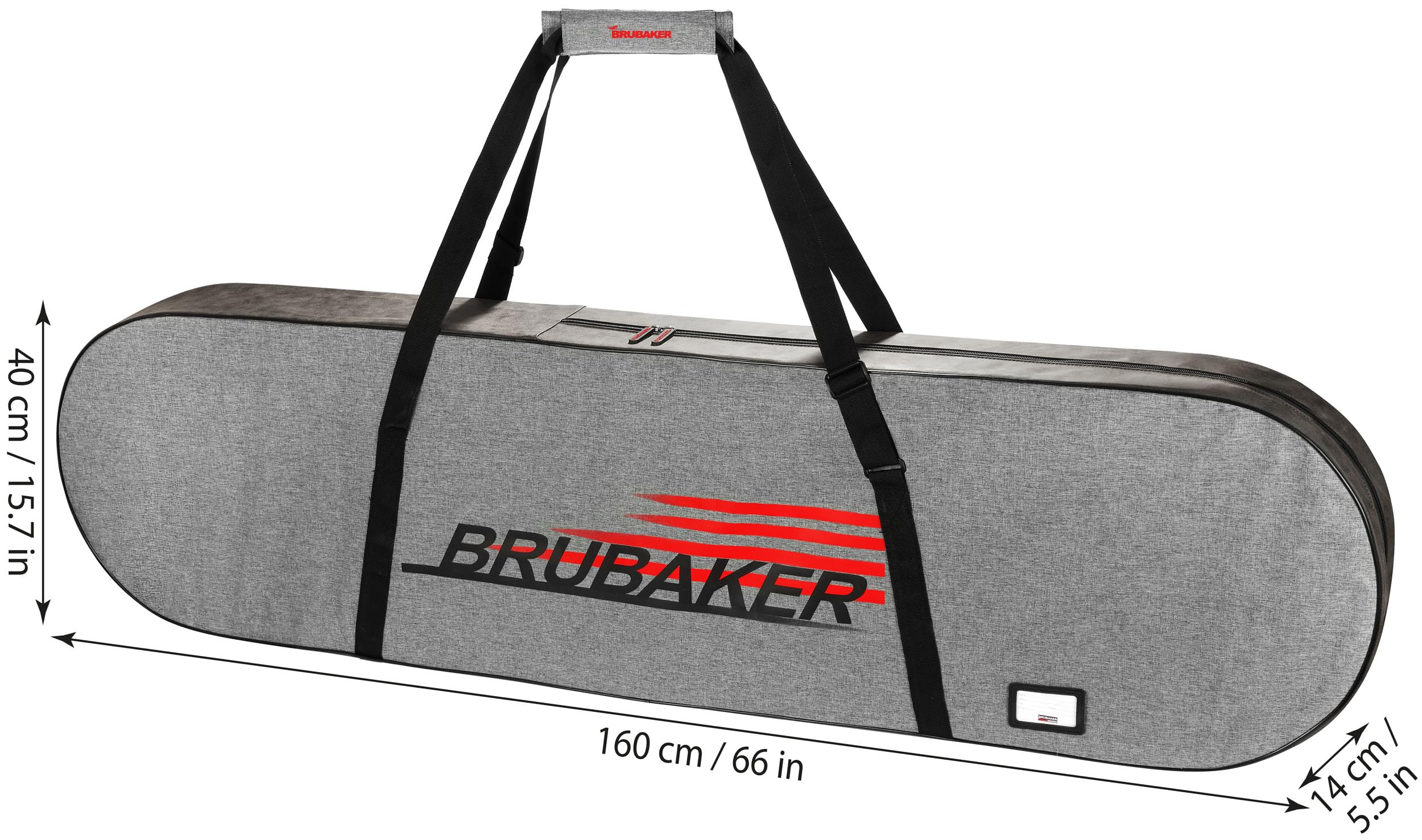 BRUBAKER Snowboardtasche Velocity Performance - Snowboard Aufbewahrung Tasche mit Verstellbarem Tragegurt und Namensschild - Snowboardbag - Schwarz, Grau und Rot