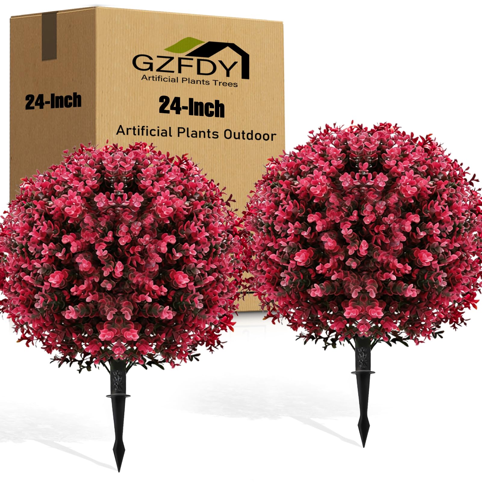 Planta falsa de hoja perenne tipo eucalipto rojo artificial exterior de 24 pulgadas