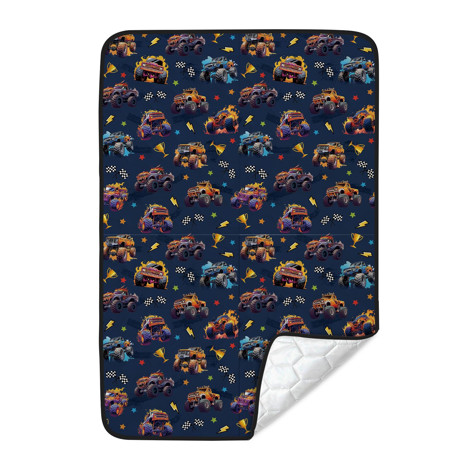 Truck Pee Pads, Potty Training Bed Pads, 100% Waterproof & Bed Wetting Sheets for Single & Toddler Beds, Non Slip, Cool Pattern