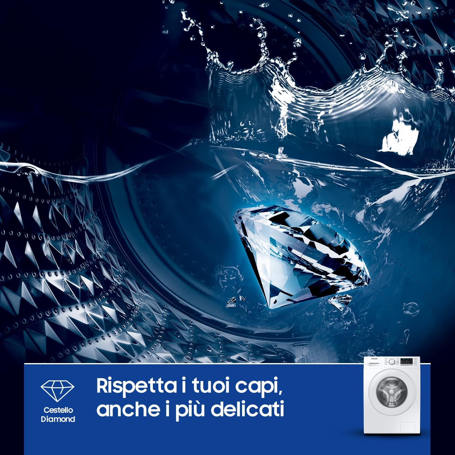 Samsung Lavatrice Crystal Clean WW80TA046TE/ET Libera installazione, 8 Kg, 1400 RPM, Classe B, Ecobubble, Vapore, Carica Frontale 60l x 85h x 55p cm Samsung Lavatrice Crystal Clean WW80TA046TE/ET Libera installazione, 8 Kg, 1400 RPM, Classe B, Ecobubble, Vapore, Carica Frontale 60l x 85h x 55p cm