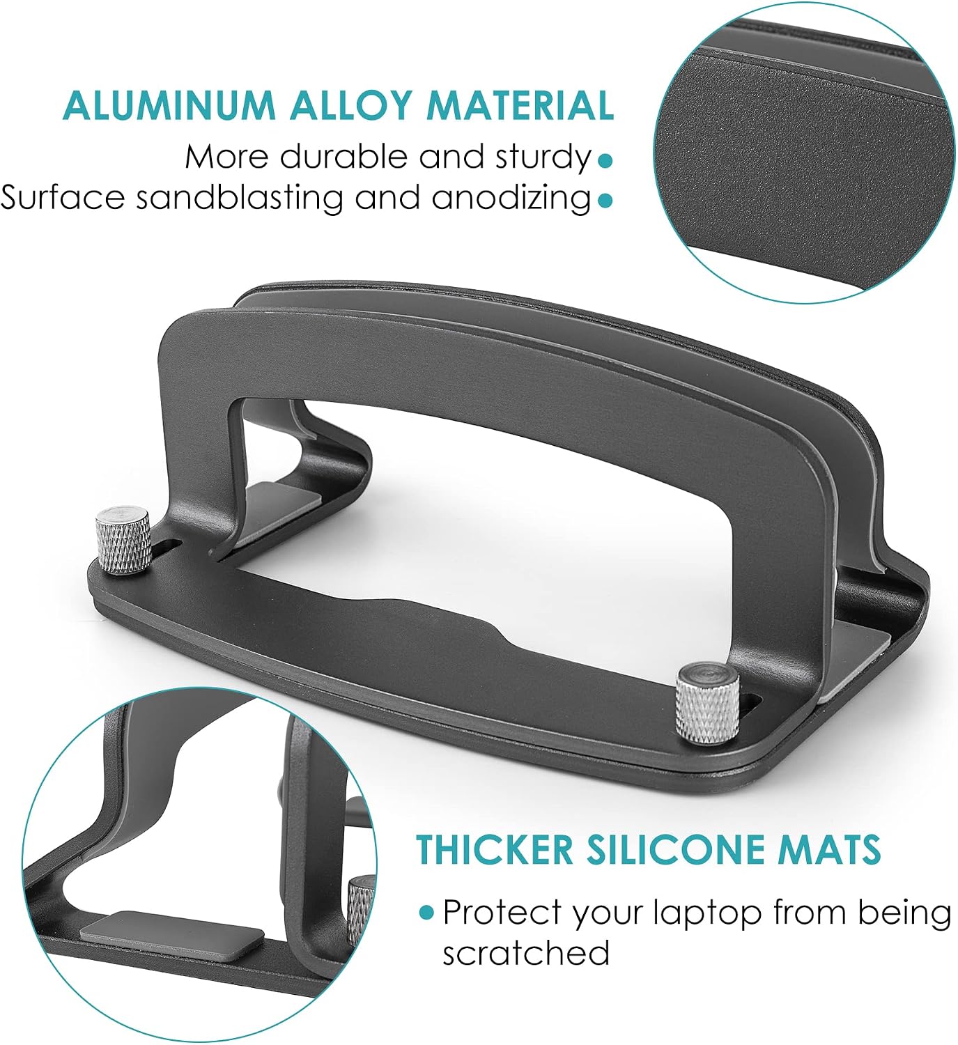 LOTEYIKE Aluminum Vertical Laptop Stand, MacBook Pro Laptop Vertical Stand Dock Holder with Adjustable Slot Fits All Laptops Notebook Tablets MacBook Air- Save Space & Improve Airflow, Grey