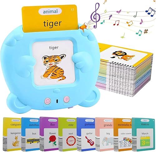 Nestling Tarjetas didácticas parlantes para niños pequeños de 3 a 12 años, juguetes de terapia del habla, juguetes Montessori, juguetes sensoriales