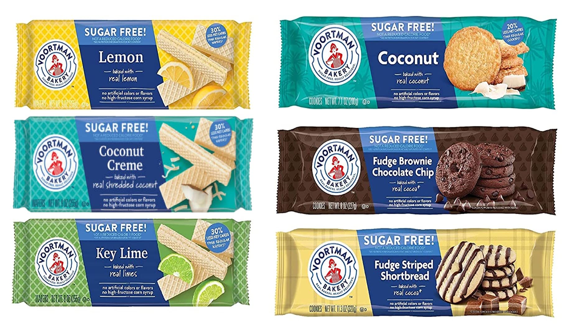 Sugar Free Cookies & Wafers by Voortman Variety Pack 3 Unique Cookies