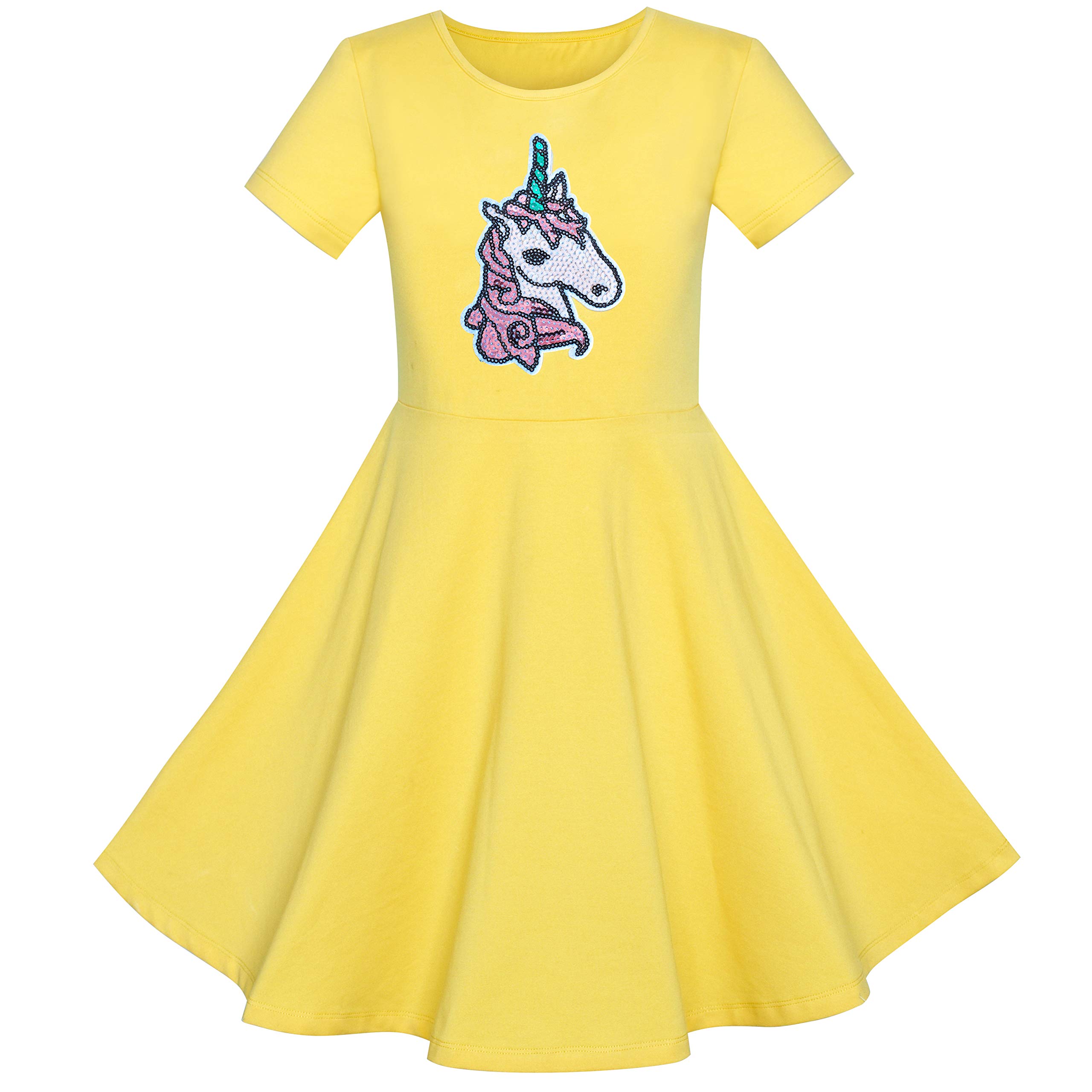 Sunny Fashion Girls Dress Colorful Striped Knitted Cotton Stretch School