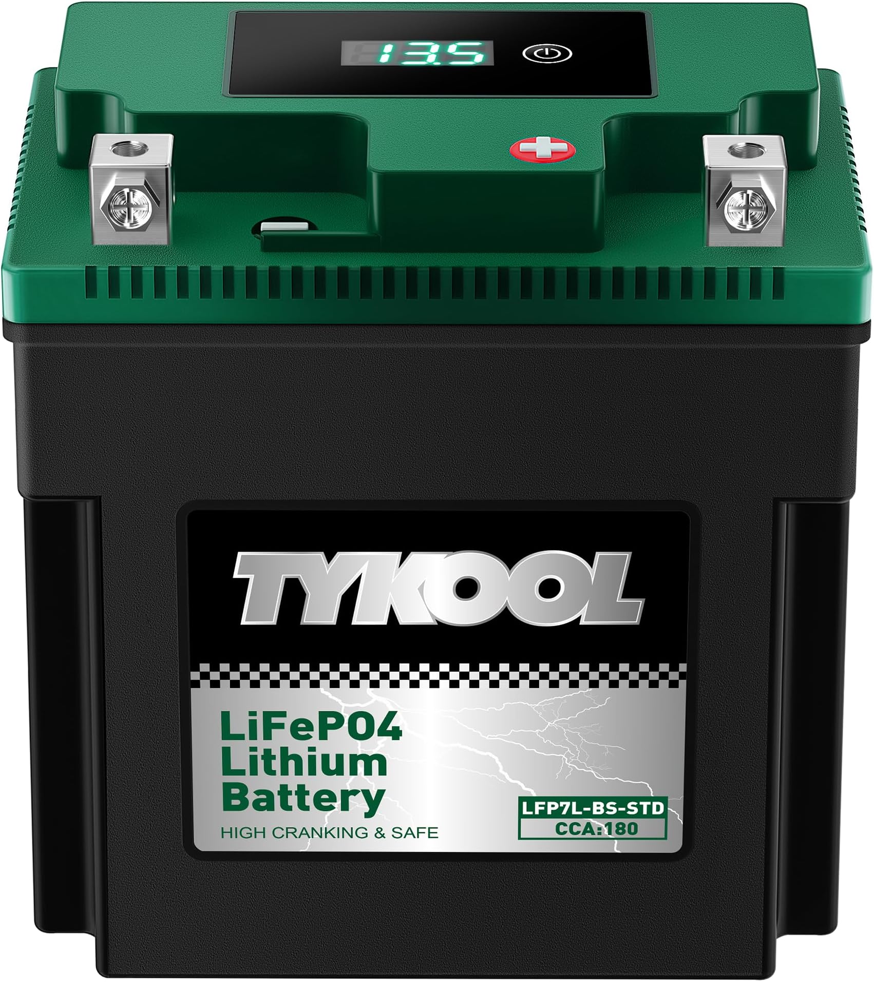 YTX7L-BS-STD 2X Cranking Amps,180CCA,Lithium Iron Phosphate Motorcycle Battery,Digital Readout,Comptitable for Honda,Suzuki Motorycle, Kawasaki ATV, Predator 3500 Generator battery