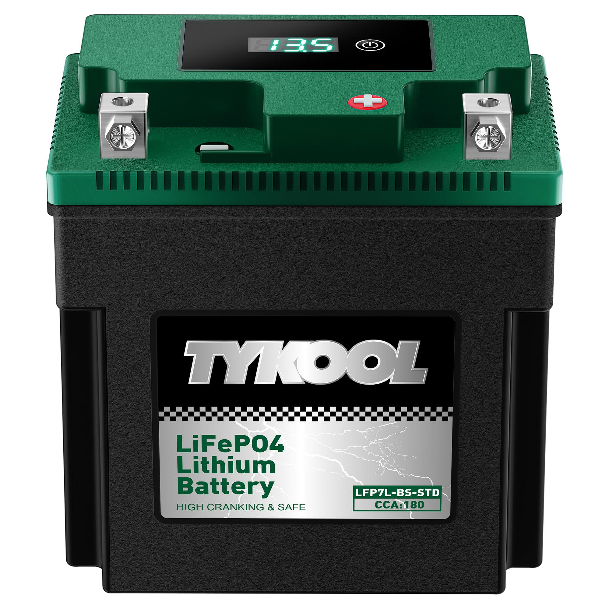 YTX7L-BS-STD 2X Cranking Amps,180CCA,Lithium Iron Phosphate Motorcycle Battery,Digital Readout,Comptitable for Honda,Suzuki Motorycle, Kawasaki ATV, Predator 3500 Generator battery