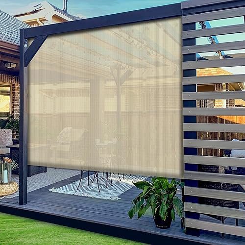 Miniatura 6 de Persianas enrollables para patio y exteriores, para usar al aire libre, en la terraza, porche, balcón o patio trasero, 4 pies de ancho x 6 pies de