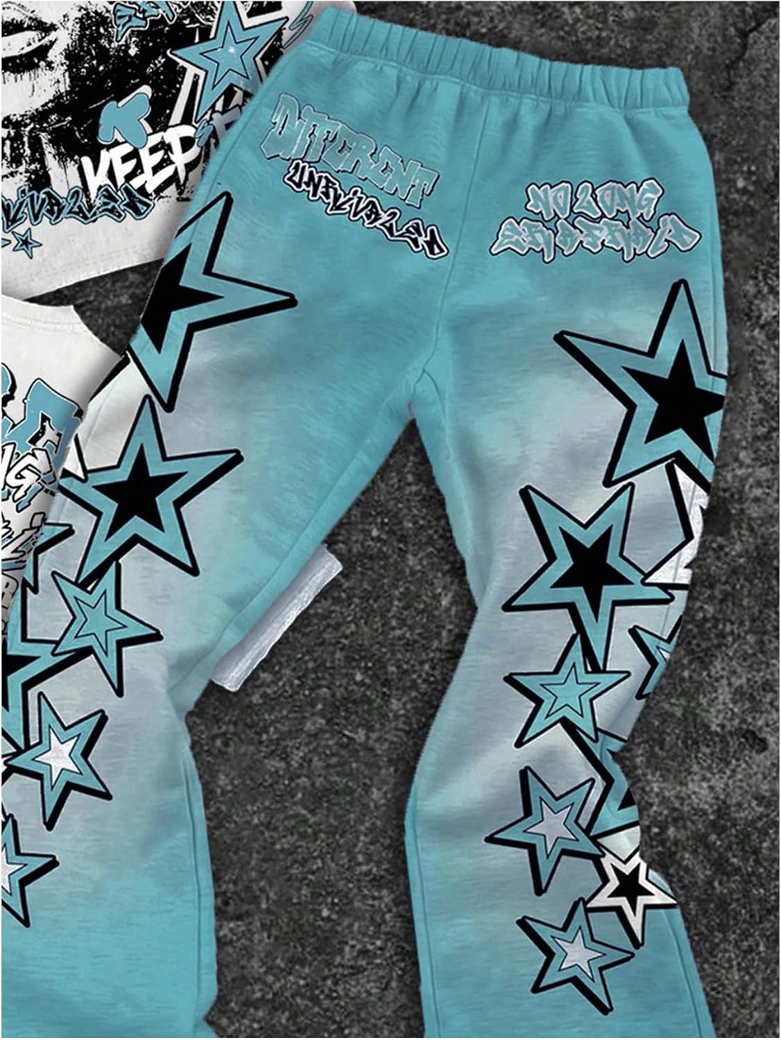 GORGLITTER Boy's Y2K Outfits 2 Piece Short Sleeve Graphic Tee Shirts and Casual Wide Leg Pants Sets Streetwear