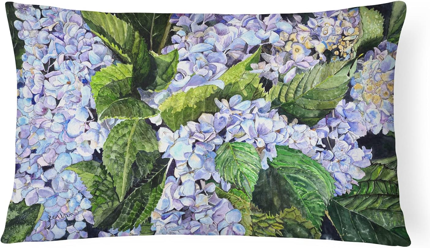 Caroline's Treasures 8730PW1216 Hydrangea Canvas Fabric Decorative Pillow Machine Washable, Indoor Outdoor Decorative Pillow for Couch, Bed or Patio, 12HX16W