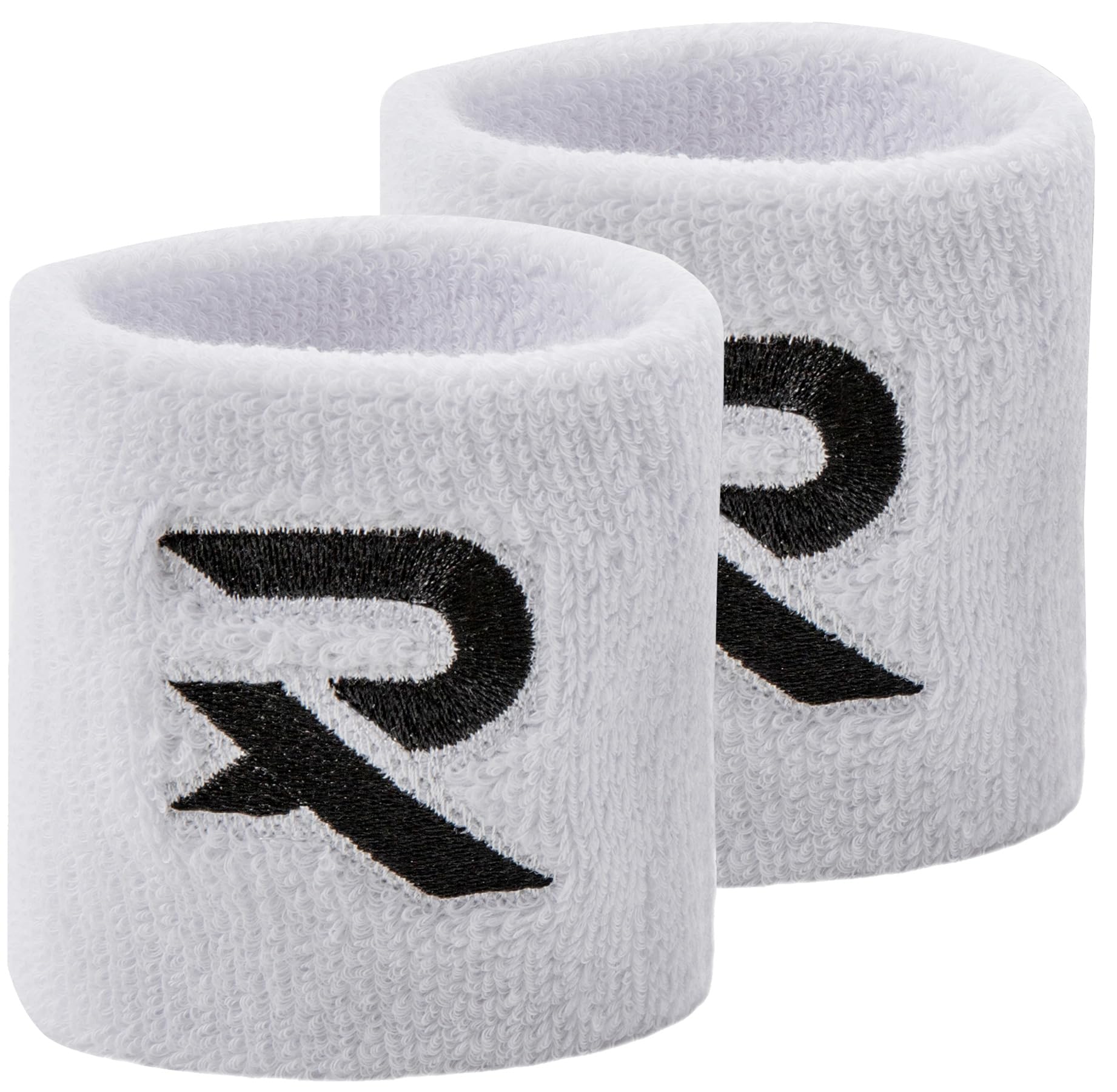 Raquex Sports Wristbands (7 Colours, 2 Widths) - Soft, Stretchy Cotton. Padel, Tennis, Squash, Running Sweat Bands - Machine Washable (White, 4 x Wristbands)