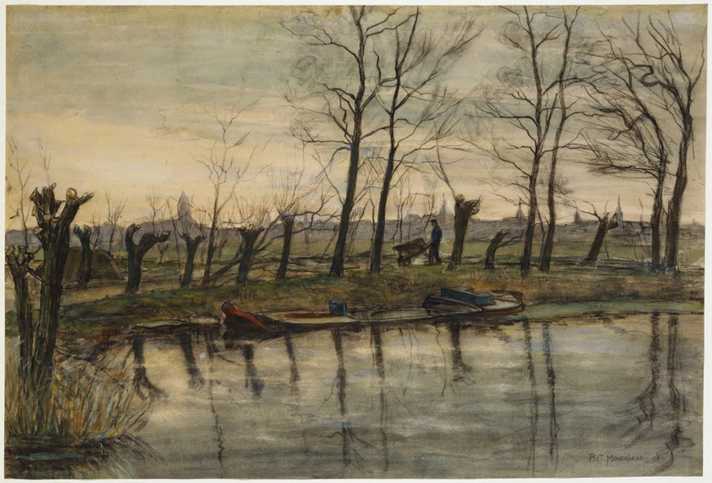 SERENDIPITP Retro Picture Poster Wall Art Pictures Painting Farmer Returning to the Fields by Piet Mondrian Wall Art Canvas Print for Wall Decor 60x90cm
