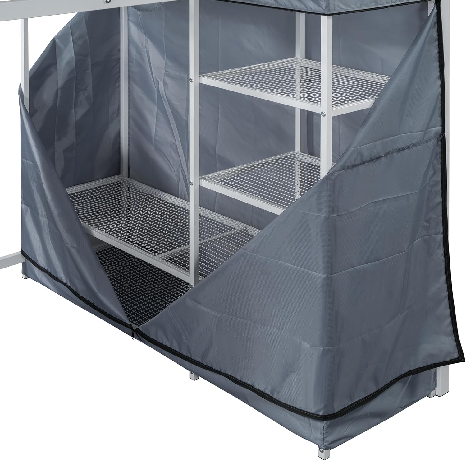 Merax Loft Bed Fabric Wardrobe Interior