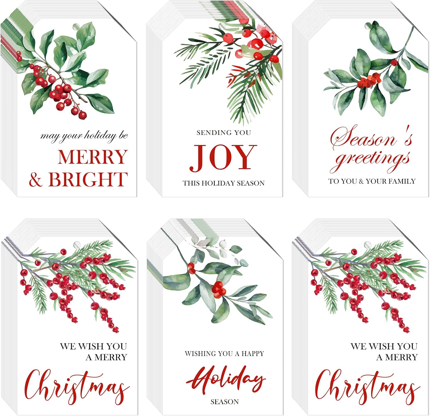 120Pcs Merry Christmas Gift Tags with String Attached