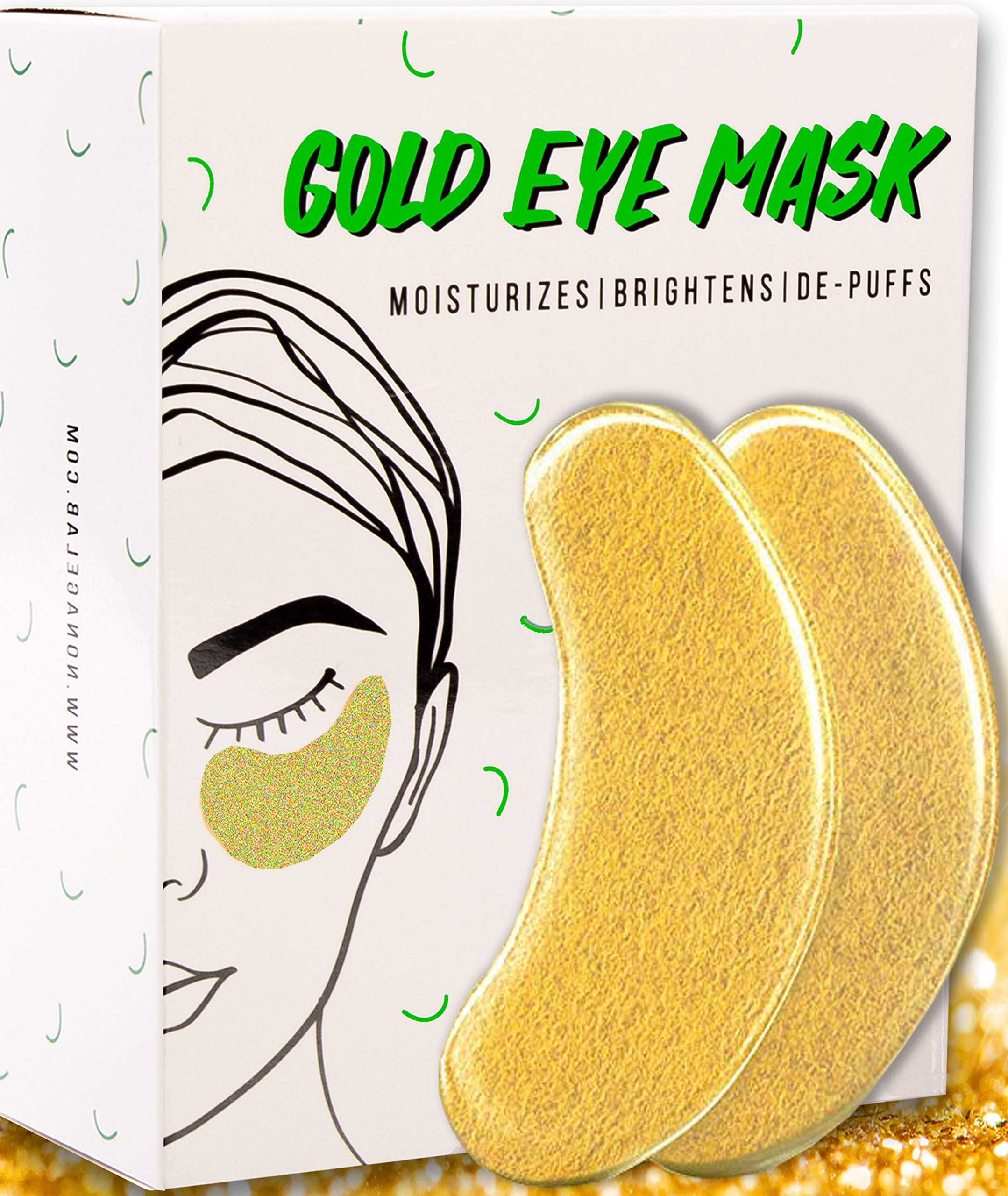 Under Eye Gold Eye Mask - Energizing, Moisturising 24k Gold Collagen Patches for Reducing Dark Circles Puffiness Undereye Bags, Wrinkles | Vegan, All-Natural (15 Pairs)