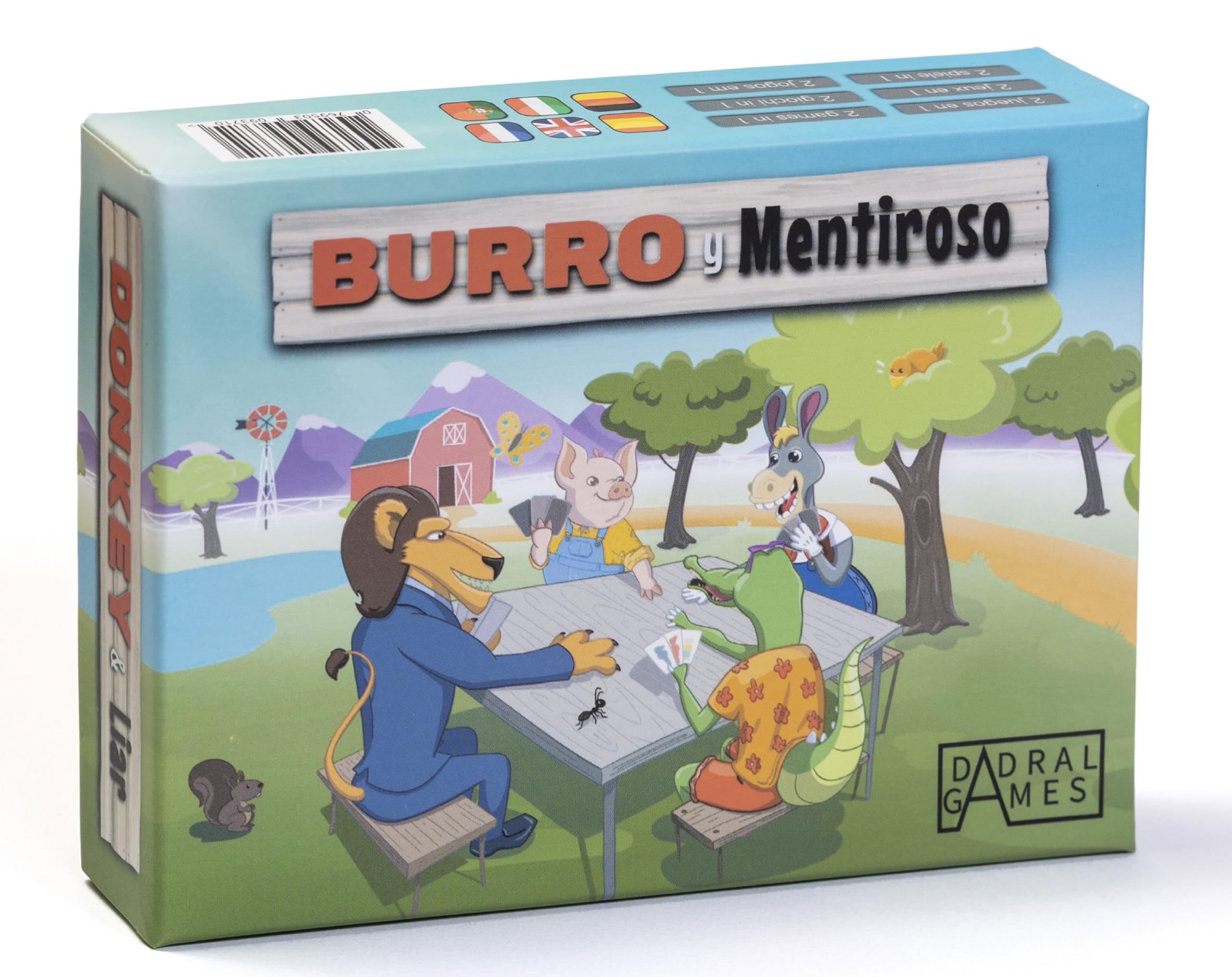 Dadral Games - Juego de Cartas Burro y Mentiroso | Juegos de Mesa | Familiar | 2 Juegos en 1 | Partidas rápidas y Divertidas | Juego Infantil | Regalo niño/niña | Multilingüe