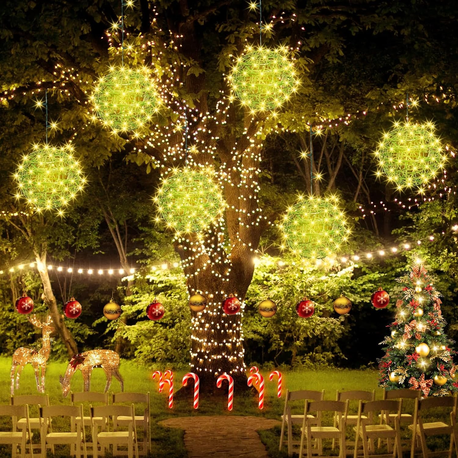 Christmas String Lights Outdoors,4 Pack 7.98″ Sphere Ball Tree Garden Globe Lights for Home, Party, Christmas, Porch Patio,Wedding, Garden,Tree Decoration with Memory Function Plug Christmas String Lights Outdoors,4 Pack 7.98″ Sphere Ball Tree Garden Globe Lights for Home, Party, Christmas, Porch Patio,Wedding, Garden,Tree Decoration with Memory Function Plug
