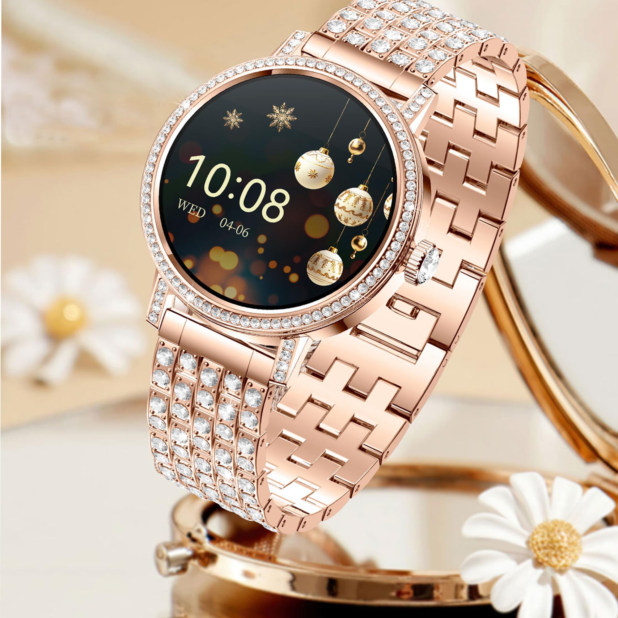 Reloj Inteligente Mujer con Llamadas, 1,27 Pulgada Smartwatch Mujer Deportivo con Podometro Pulsometro SpO2 Sueño Presion Arterial Actividad IP67 Reloj Digital para iOS Android (Plateado)