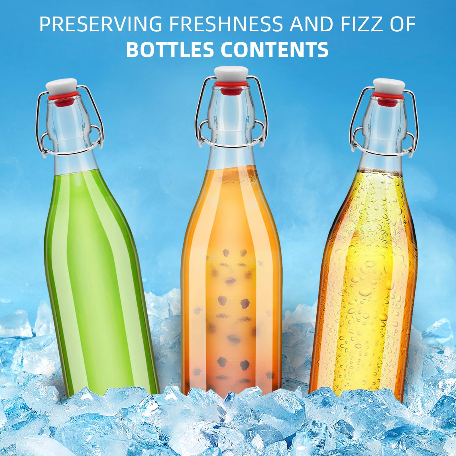 Amazon.com: 3 Pcs Flip Top Glass Bottles 25 oz Kombucha Bottles