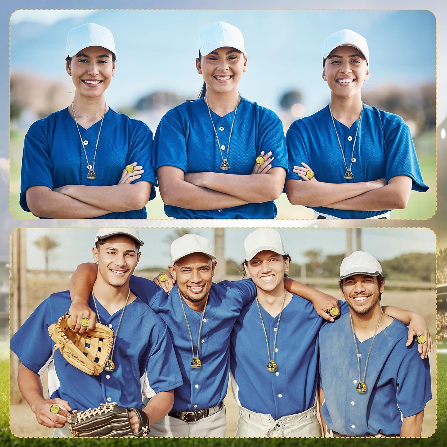 Highergo 10 Pcs Basketball Softball Baseball MVP Dancer Champion Trophy Ring with Display Stand Star Football Soccer Volleyball Golf Cheerleading Bowling Track Field