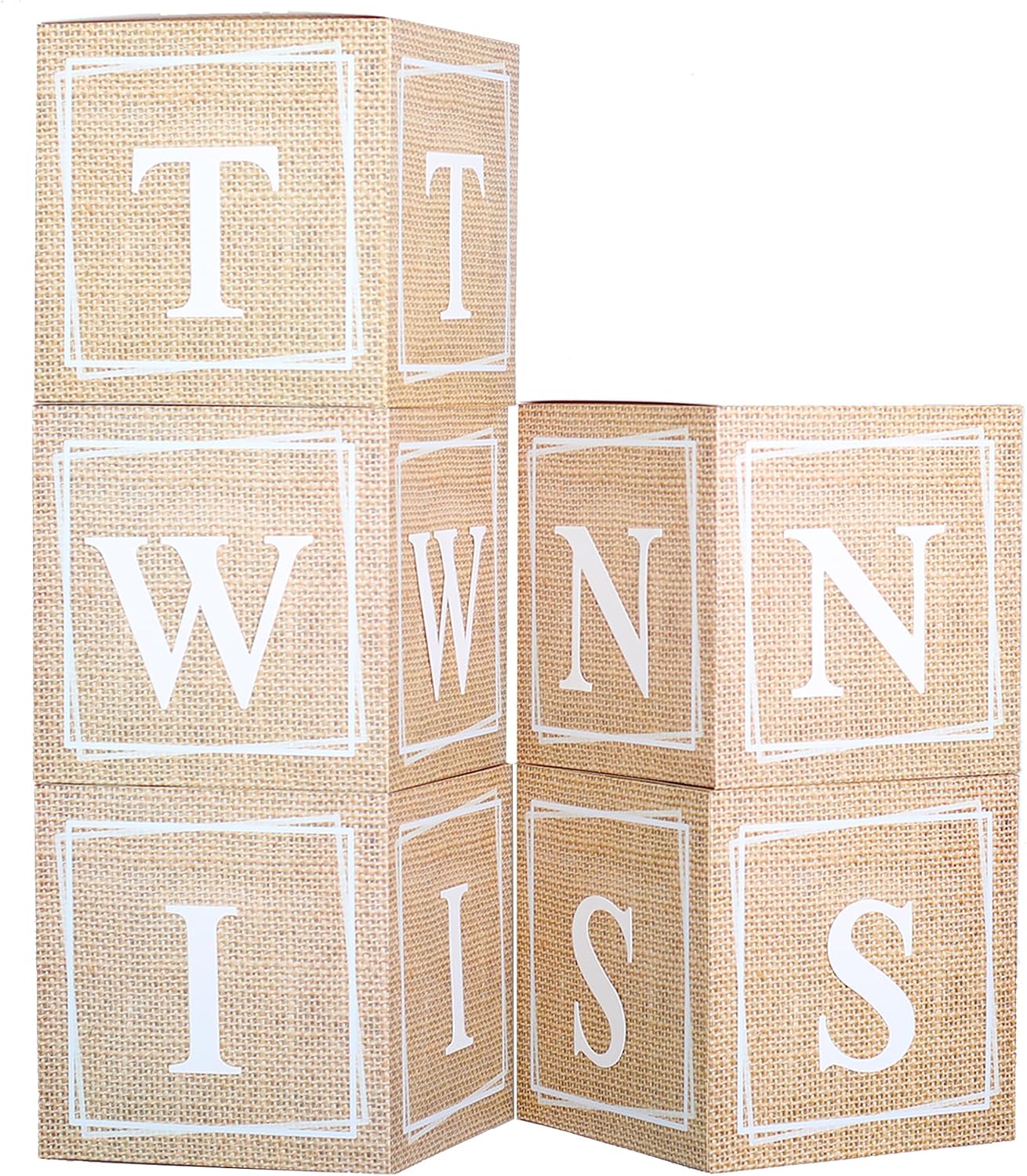 TWINS Balloons Boxes, 5 PCS Rustic Farmhouse Style Boho Balloon Boxes for Baby Birthday Party Decorations