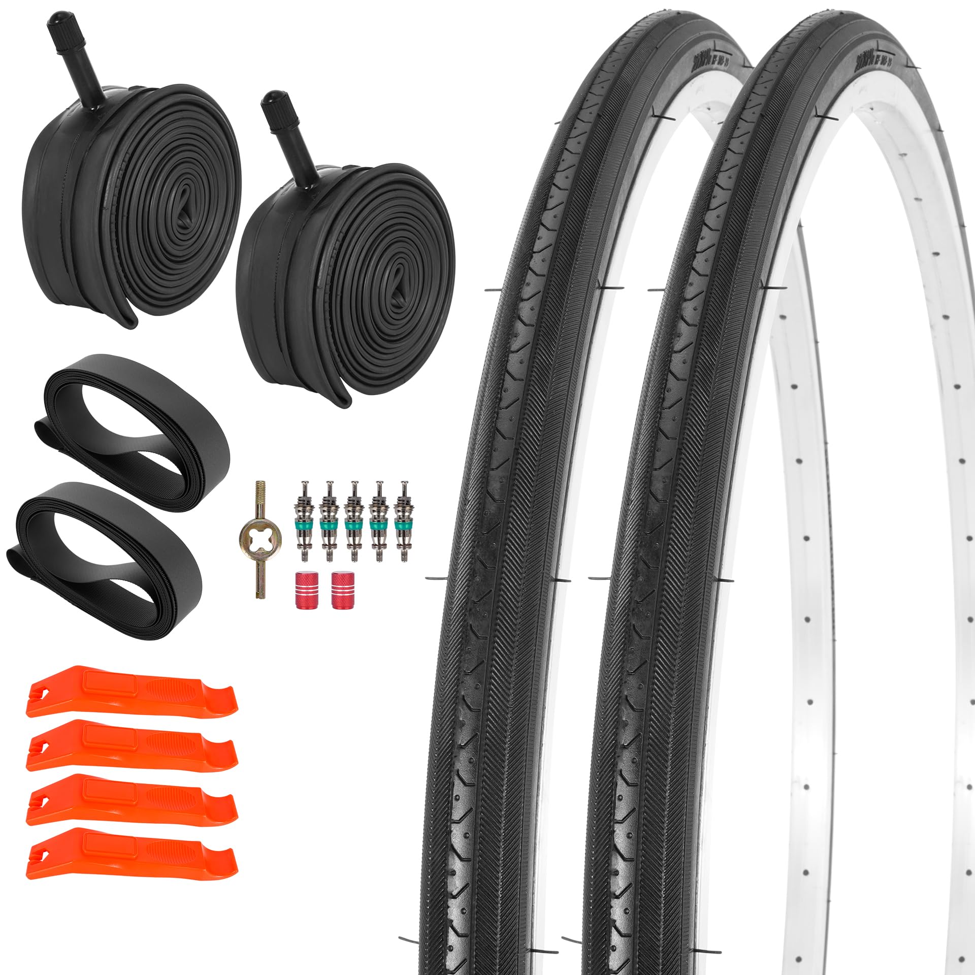 RUTU 24/26/27 inch Bicycle Tires Foldable,24/26/27 Inch Bike Tire and Tube with AV Schrader Valve,Installation and Removal Tools Compatible with Beach