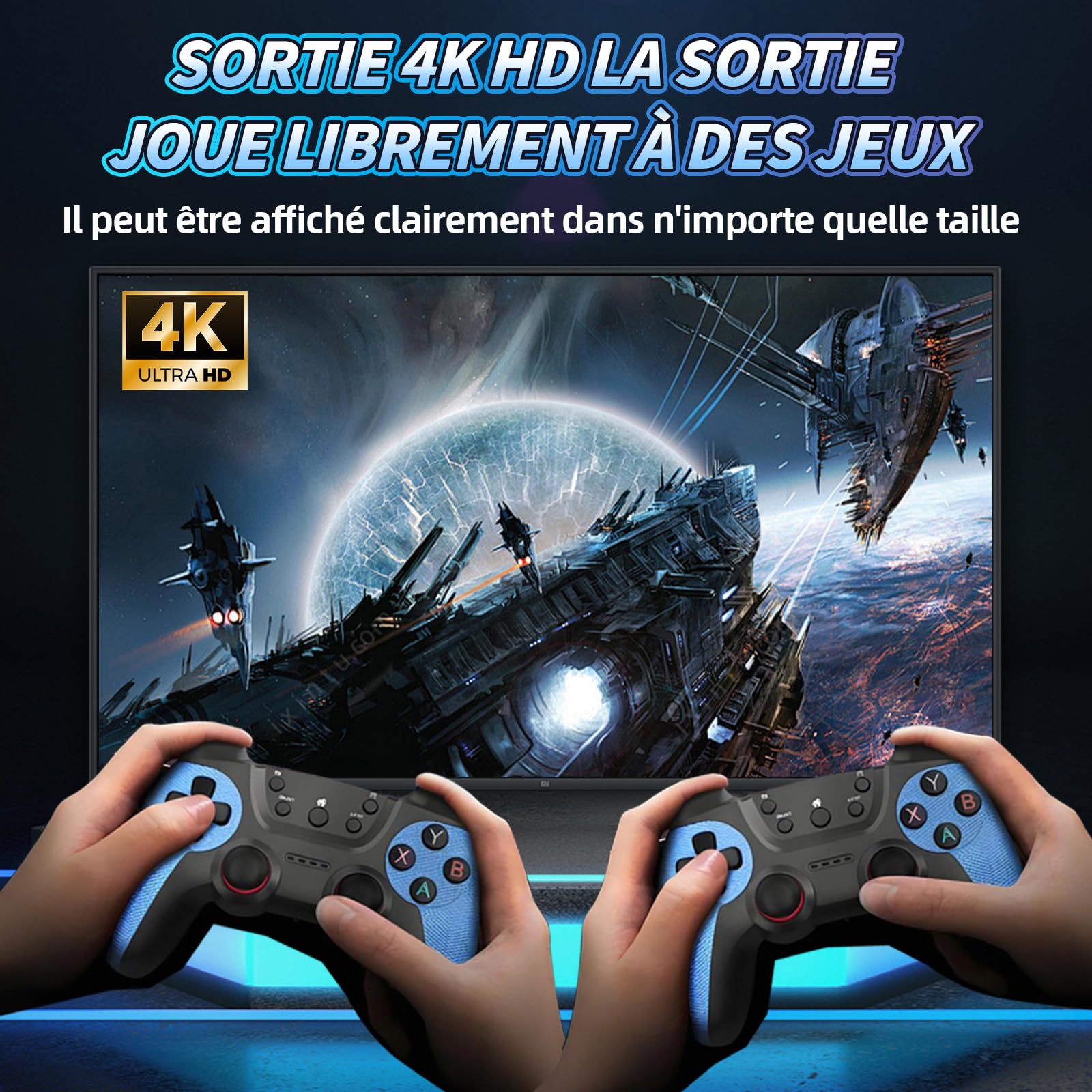 X2 Bleu Console de Jeux Retro 4K, Émulateur pour Console Vidéo, 70 000+ Jeux Rétro Intégrés, 50+ Émulateurs, Clé de Jeu Vidéo Plug and Play pour TV (256Go, Manette sans Fil Rechargeable)