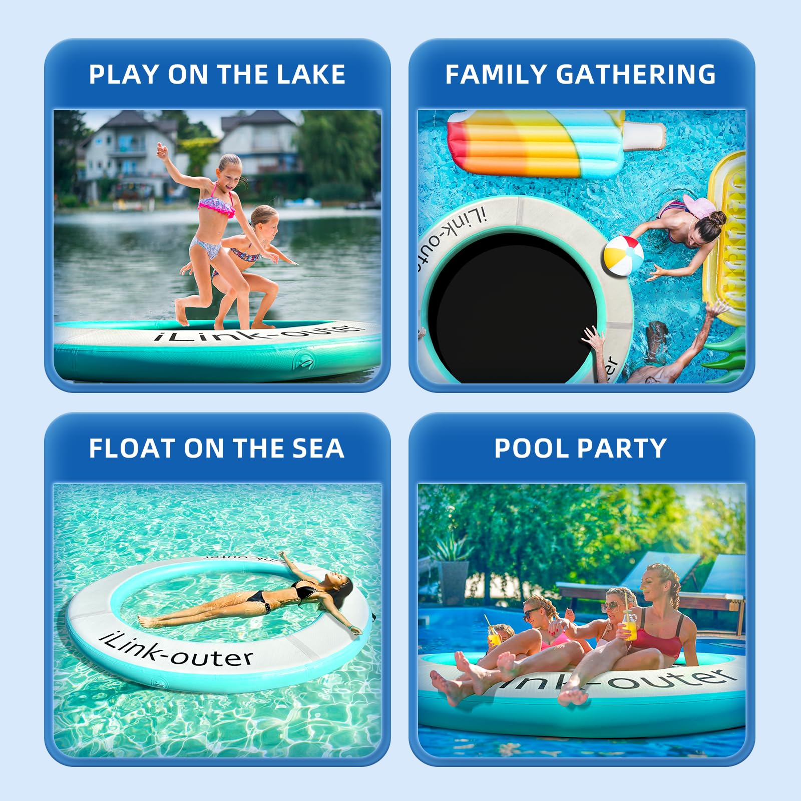 CHUNNIAN Round Floating Ring,Inflatable Floating Water Hammock,Round Floating Ring for Lakes, Inflatable Raft Platform for Pool and Lake