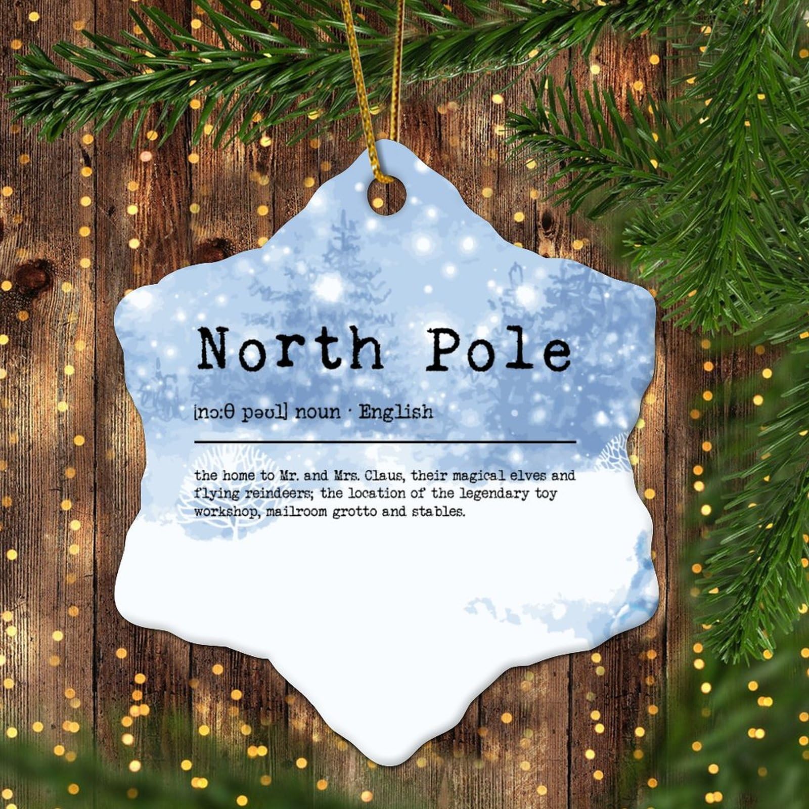 LITTLEGROVE SEEDS North Pole Christmas Tree Decorations Funny Definition of North Pole Personalized Christmas Ornaments 2023 Snow Christmas Decor Gifts for Holiday Souvenir Wedding Birthday 3 Inch