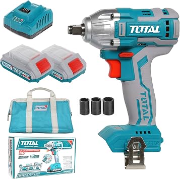 Total Li-Ion 20V Impact Wrench with 2 x Batteries & Charger