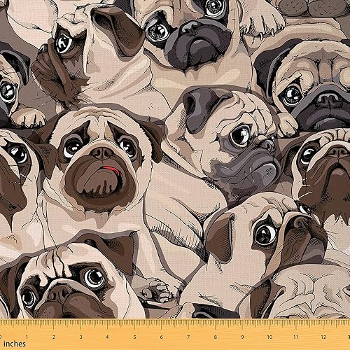 Linda tela para perros de The Yard dibujada a mano para cachorros boceto de animales de mascotas tela decorativa para tapicería y detalles del hogar