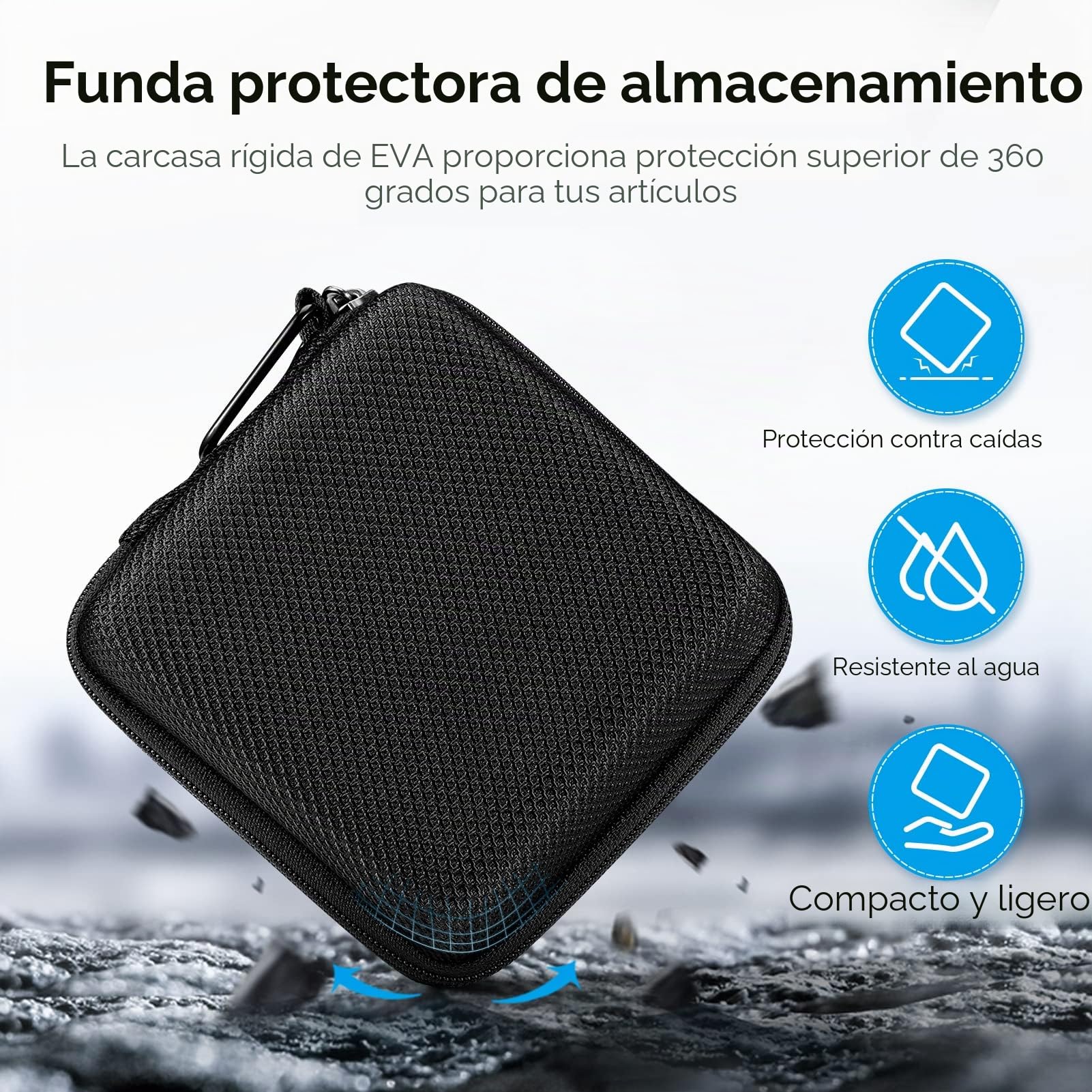 FINPAC Duro Funda para Macbook Cargador, Protectora Carcasa da Electrónica Accesorios, Organizador Bolsa de Viaje para Cargador/Cable/USB/Portátil Accesorios, (Negro)