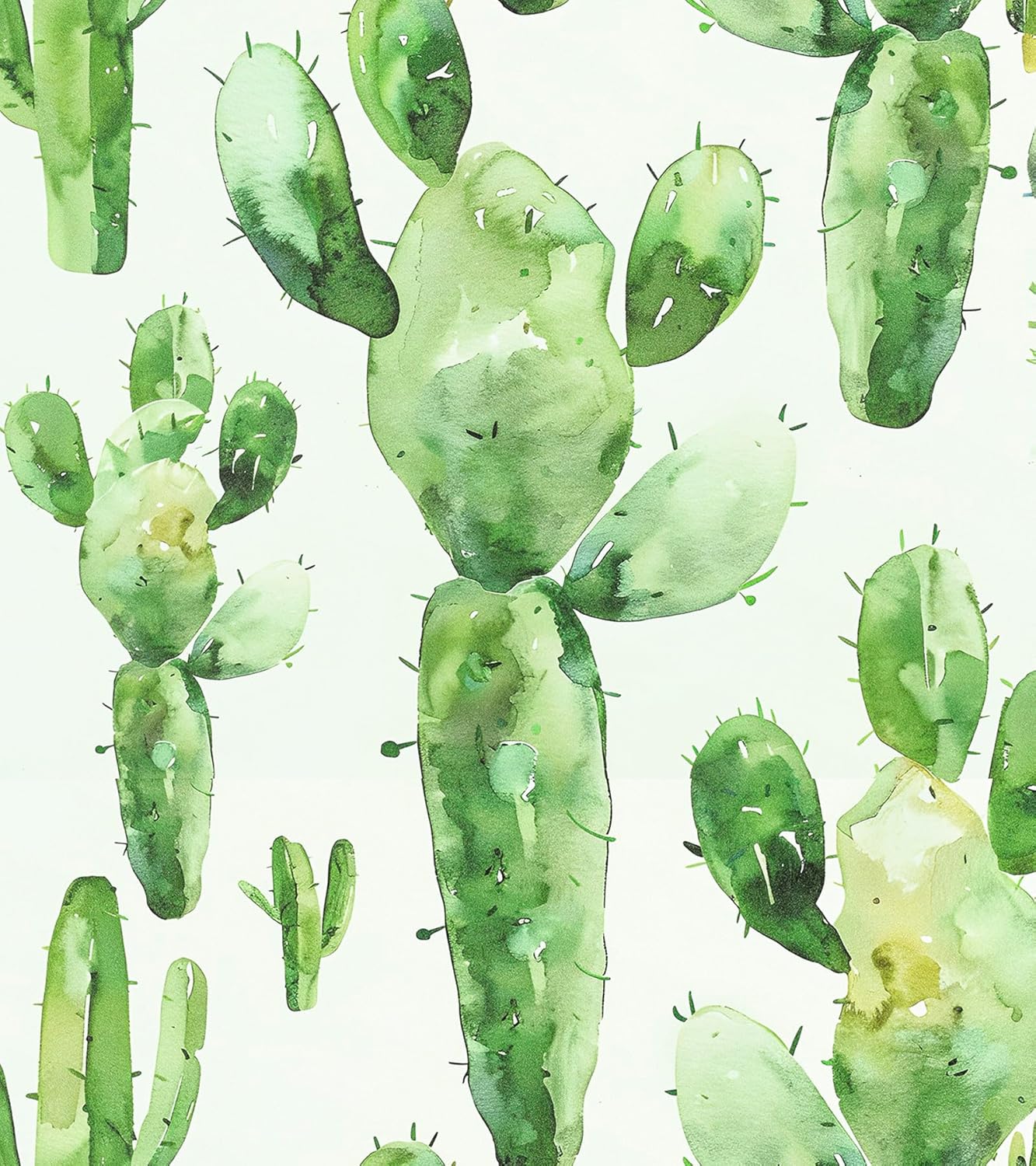 Decotalk Green Cactus Wallpaper Peel and Stick, Green Floral Wallpaper Plant Wall Paper, 17.5x354 Inch Desert Cactus Wall Vinyl for Bedroom Cacti Contact Paper