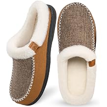 Men's Slippers Slip On Moccasin, Indoor Outdoor Warm Fuzzy Comfy House Shoes, Fluffy Wide Loafer Home Bedroom Slippers