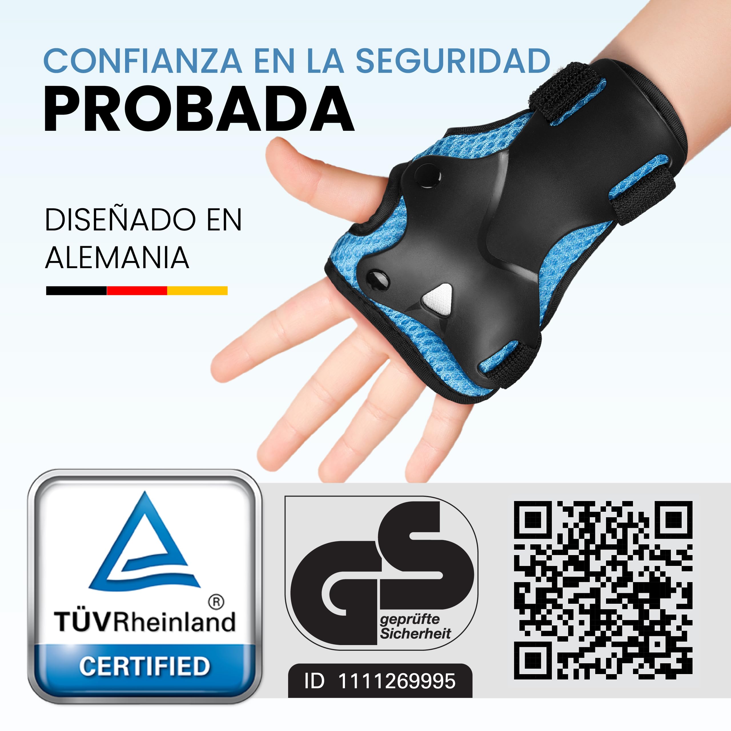 99FLIPS Protecciones Patines Niña e Niño Set [6 Piezas] para Patines en Línea y Monopatín - Coderas, Muñequeras y Rodilleras, Protectores para Niña Skate - 3