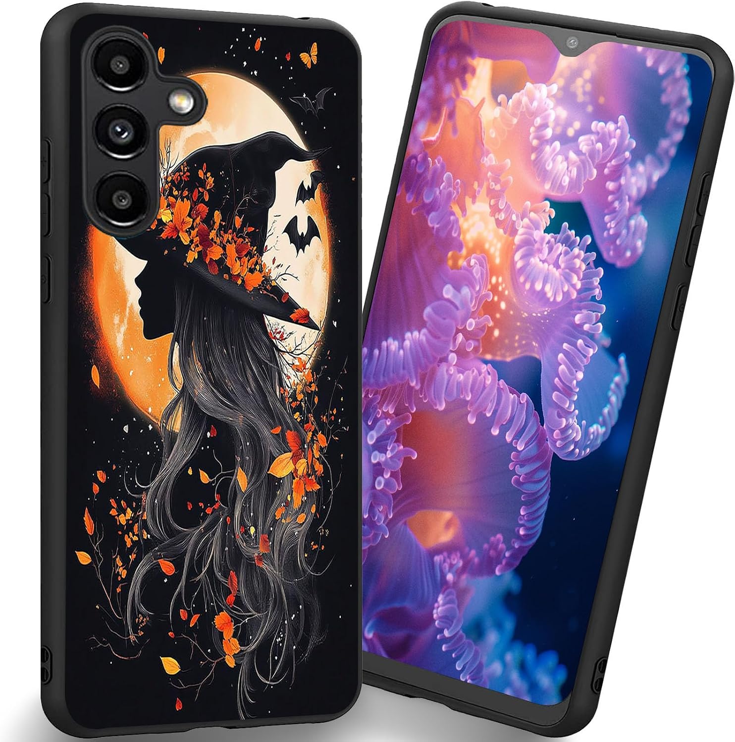 Designed for Samsung Galaxy S25 FE 6.7-Inch,Soft Frosted Case Provides Full Protection (Halloween Witch Moon)