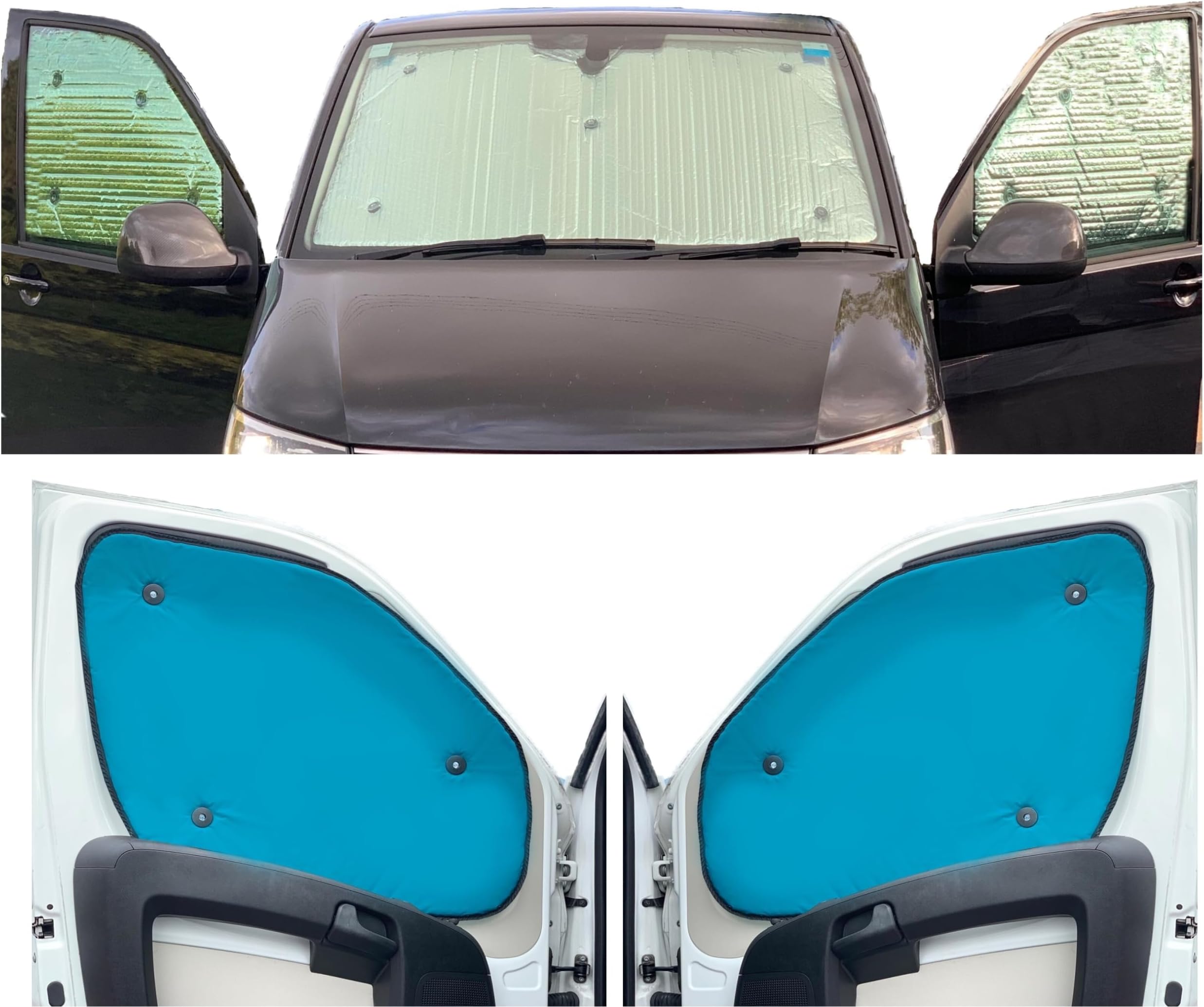 Window Blind Kit Compatible With Mercedes E-Vito Tourer (Years 2020-Date) (Front Set) With Backing Colour in Aqua, Reversible