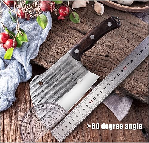 Miniatura 5 de ZENG Cuchillo de carnicero para cortar carne, cuchilla con hoja forjada y mango de madera, rebanado de verduras