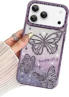 Vista 29 de BITOBE Diseñada para iPhone 16 Pro Max, Bonita Funda de Mariposa 3D Delgada con Chapado Brillante Reluciente de Lujo para Mujeres y Niñas Protectora