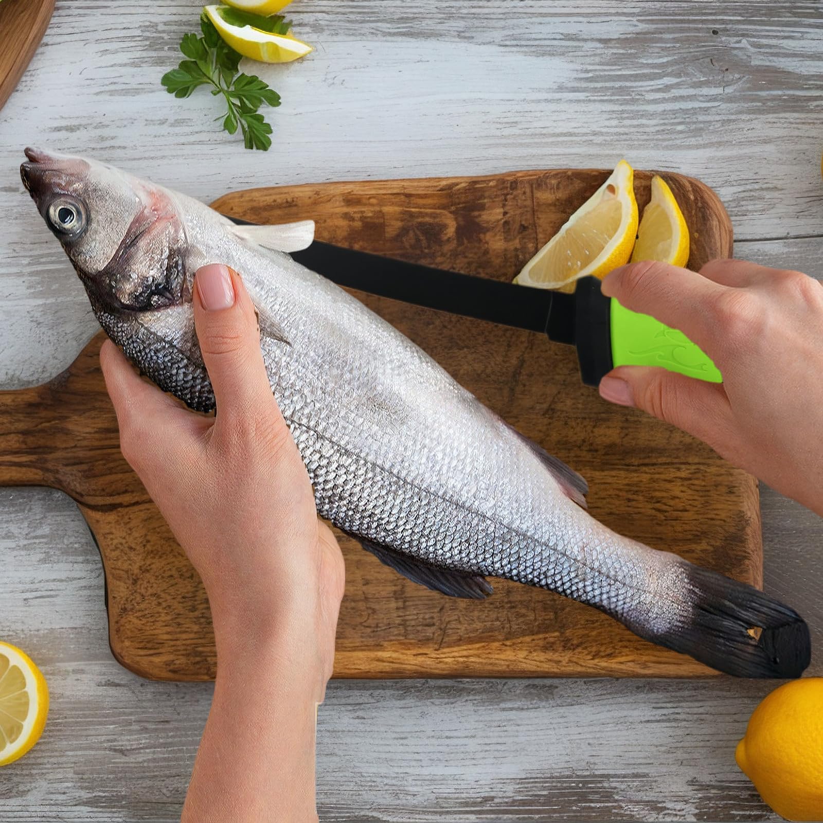 Cuchillo Fileteador Pescado, Cuchillo de Filetear Carne, 8 Pulgadas Cuchillo Deshuesador en Acero Inoxidable, Cuchillos Cocina con Mango Antideslizante (33,5 cm x 1,9 cm)
