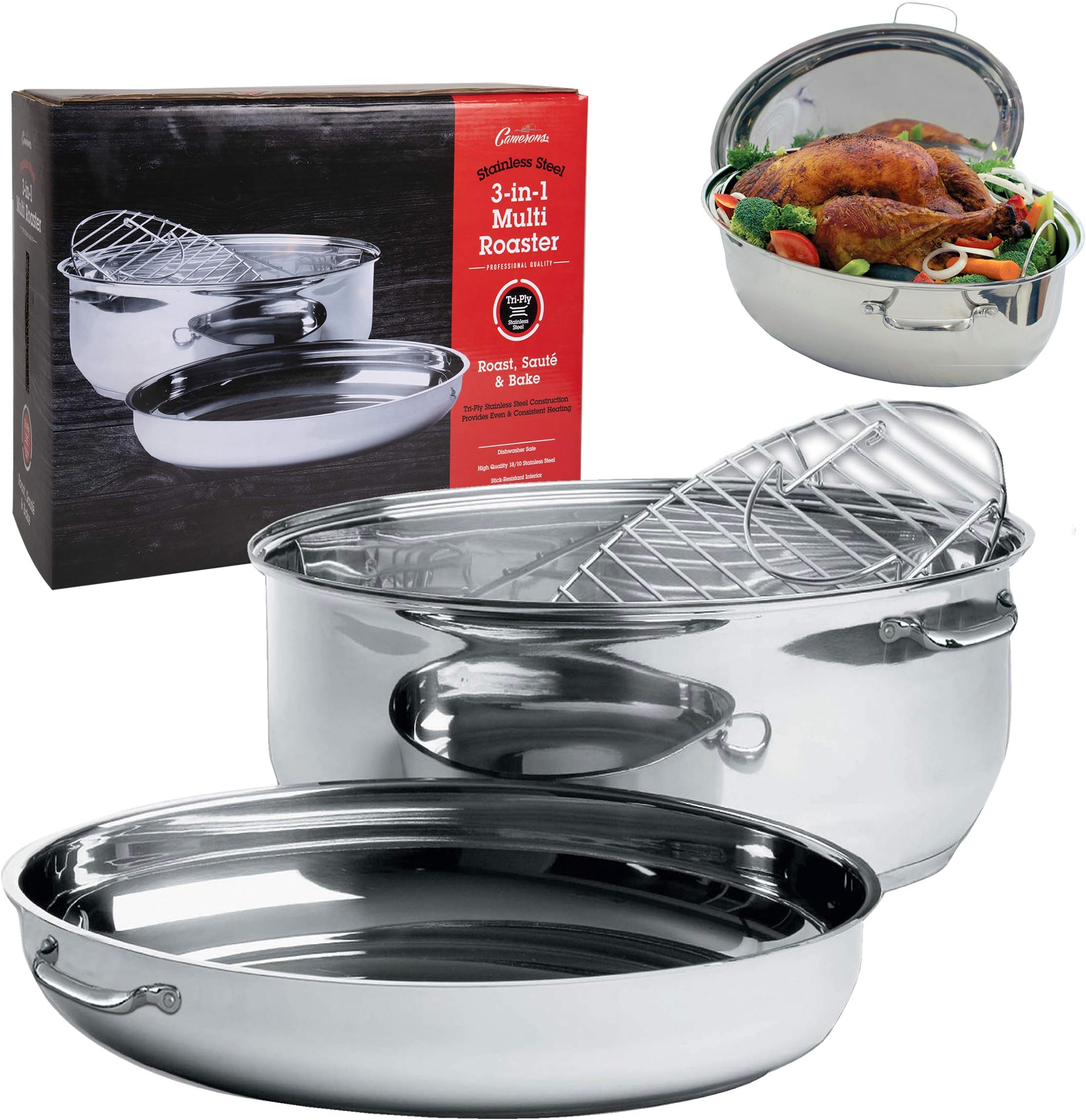 CameronsStainless Steel Professional Grade Multi Roaster - Four Cook