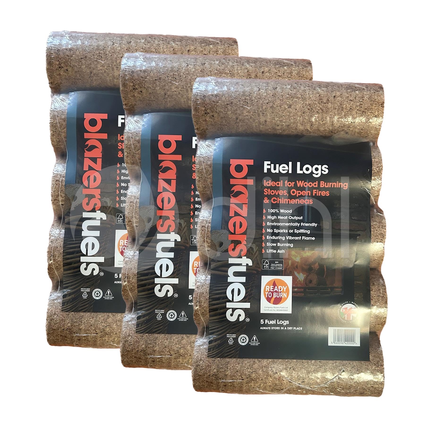 Dihl Pack of 15 Blazers Fire Logs, 27KG, Grown in Britain Certified, FSC Certified, 100% Virgin Wood, No Additives, Very Low Ash, Clean to Handle, Low Cost Fuel – 1.8 KG per Log